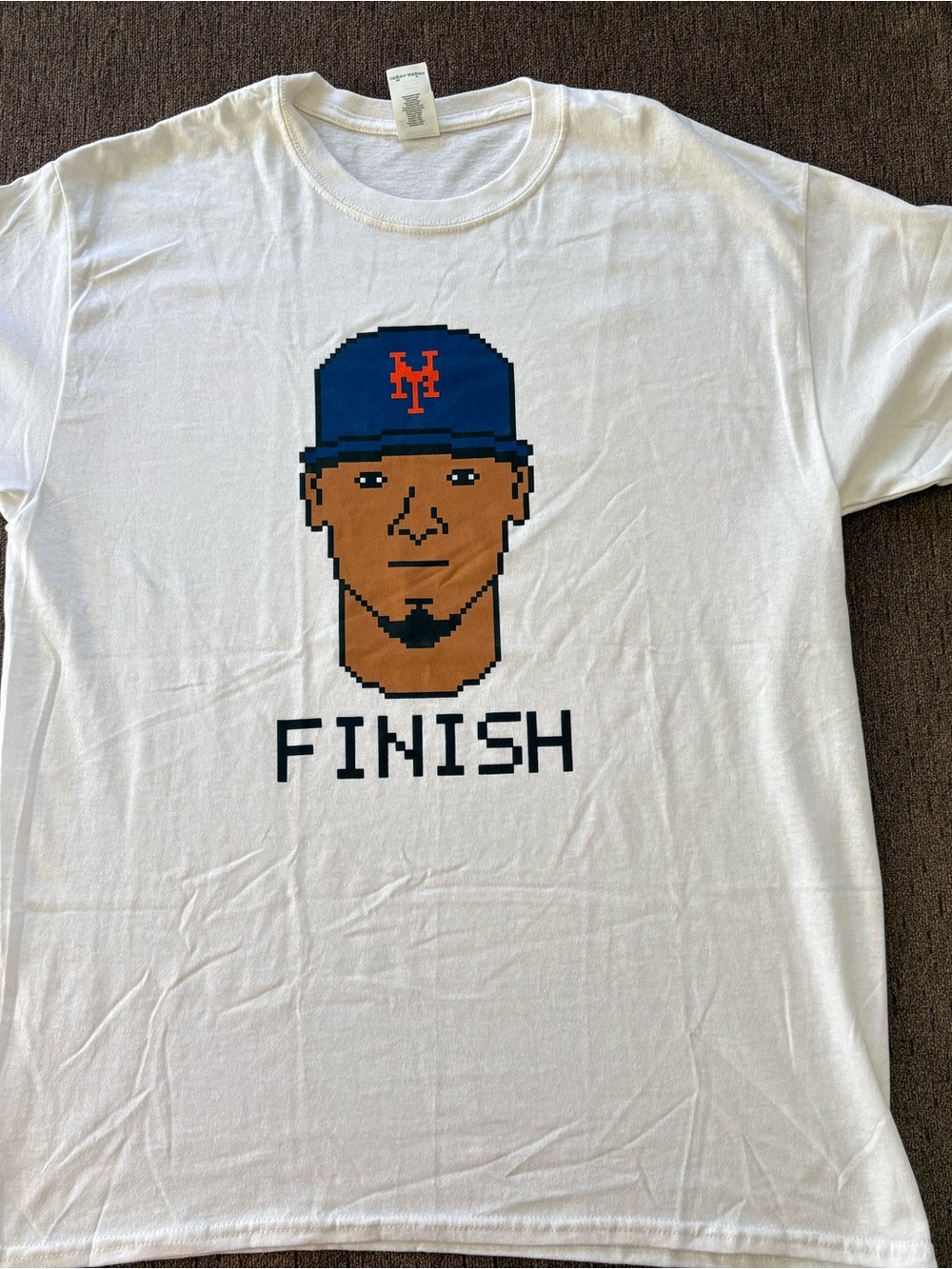 Edwin Diaz Shirt New York Mets Finish Pixel Art Men’s White Tee Large
